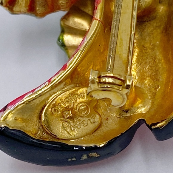 Originals by Robert Enamel Victorian Christmas Boot / Stocking Brooch / Pin - Picture 5 of 10